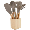 9-Piece Silicone Utensil Set with Wooden Handles