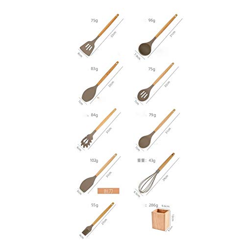 9-Piece Silicone Utensil Set with Wooden Handles