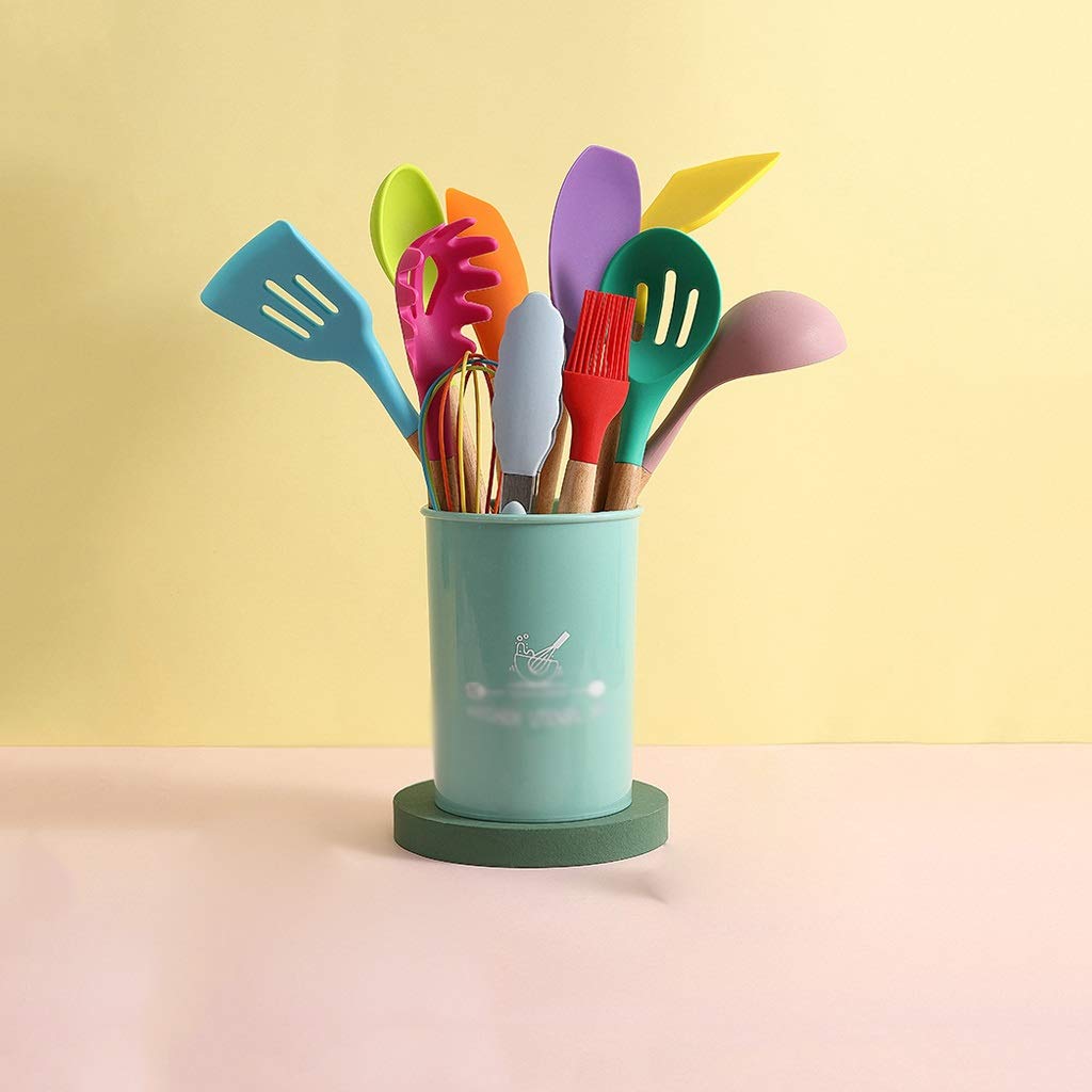 15-Piece Silicone Utensil Set with Storage Holder