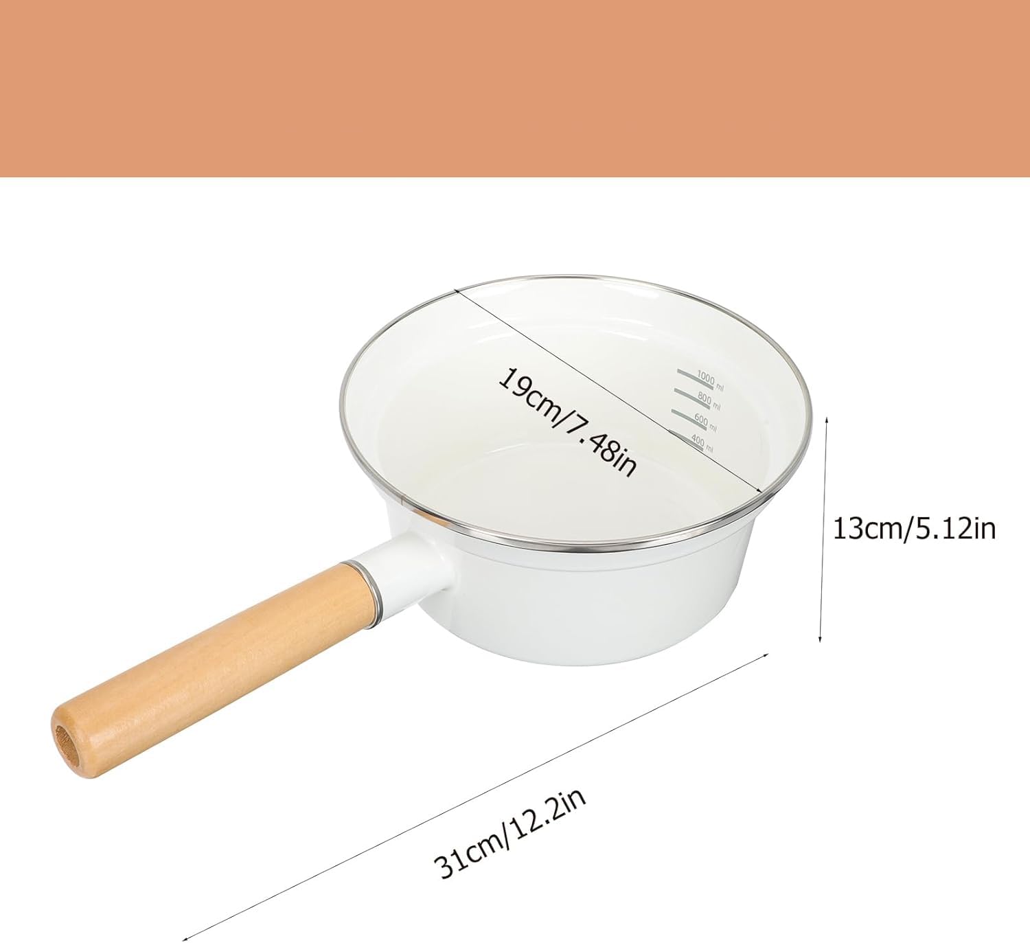 16cm Enamel Saucepan with Glass Lid