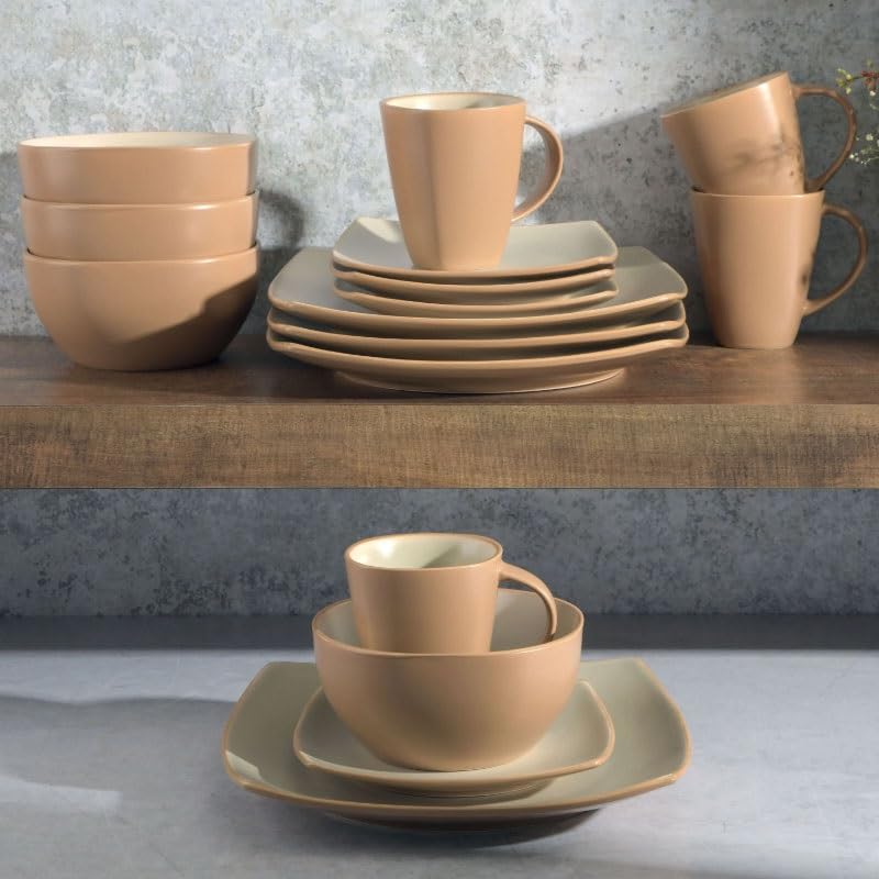 16-Piece Square Stoneware Dinnerware Set