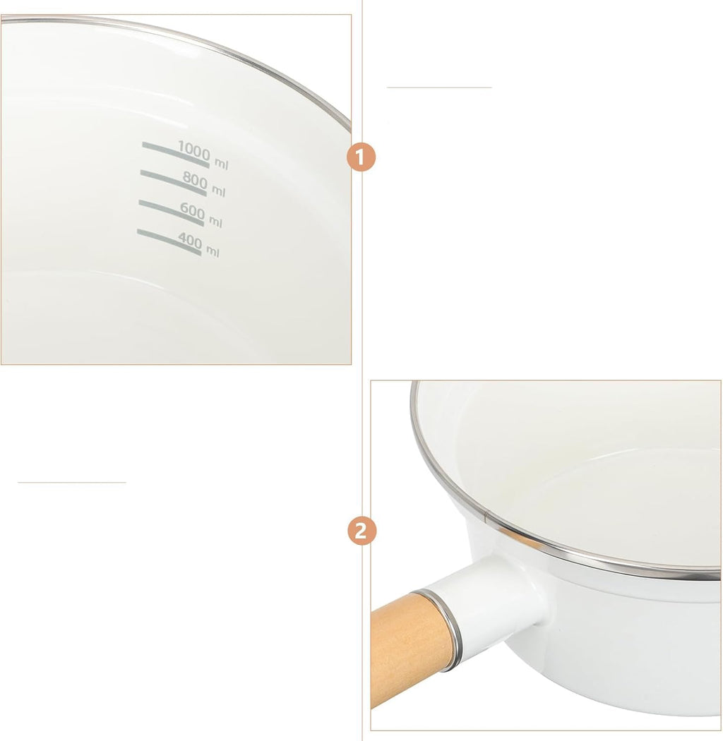 16cm Enamel Saucepan with Glass Lid