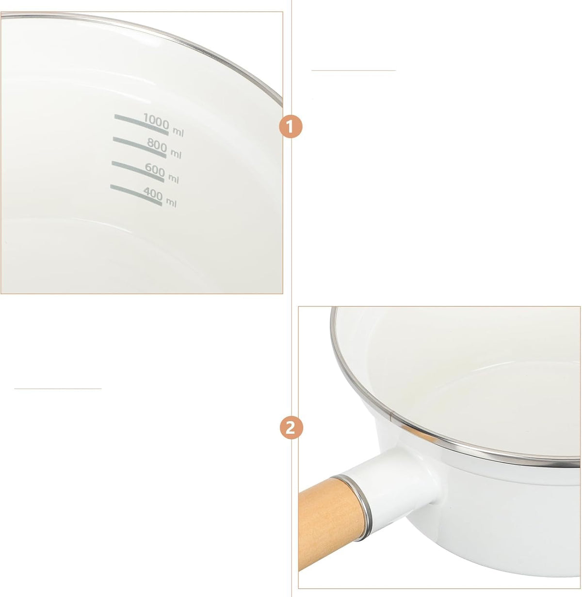 16cm Enamel Saucepan with Glass Lid