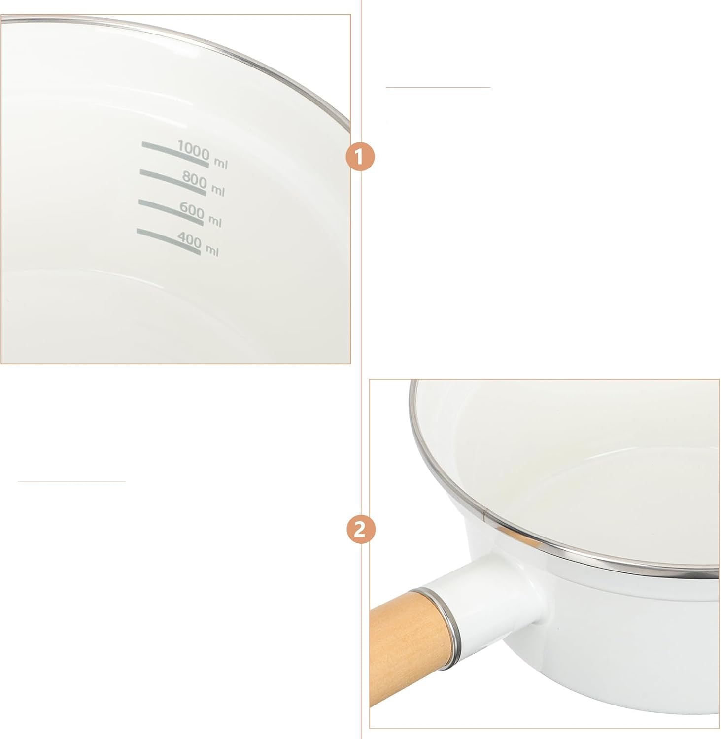 16cm Enamel Saucepan with Glass Lid