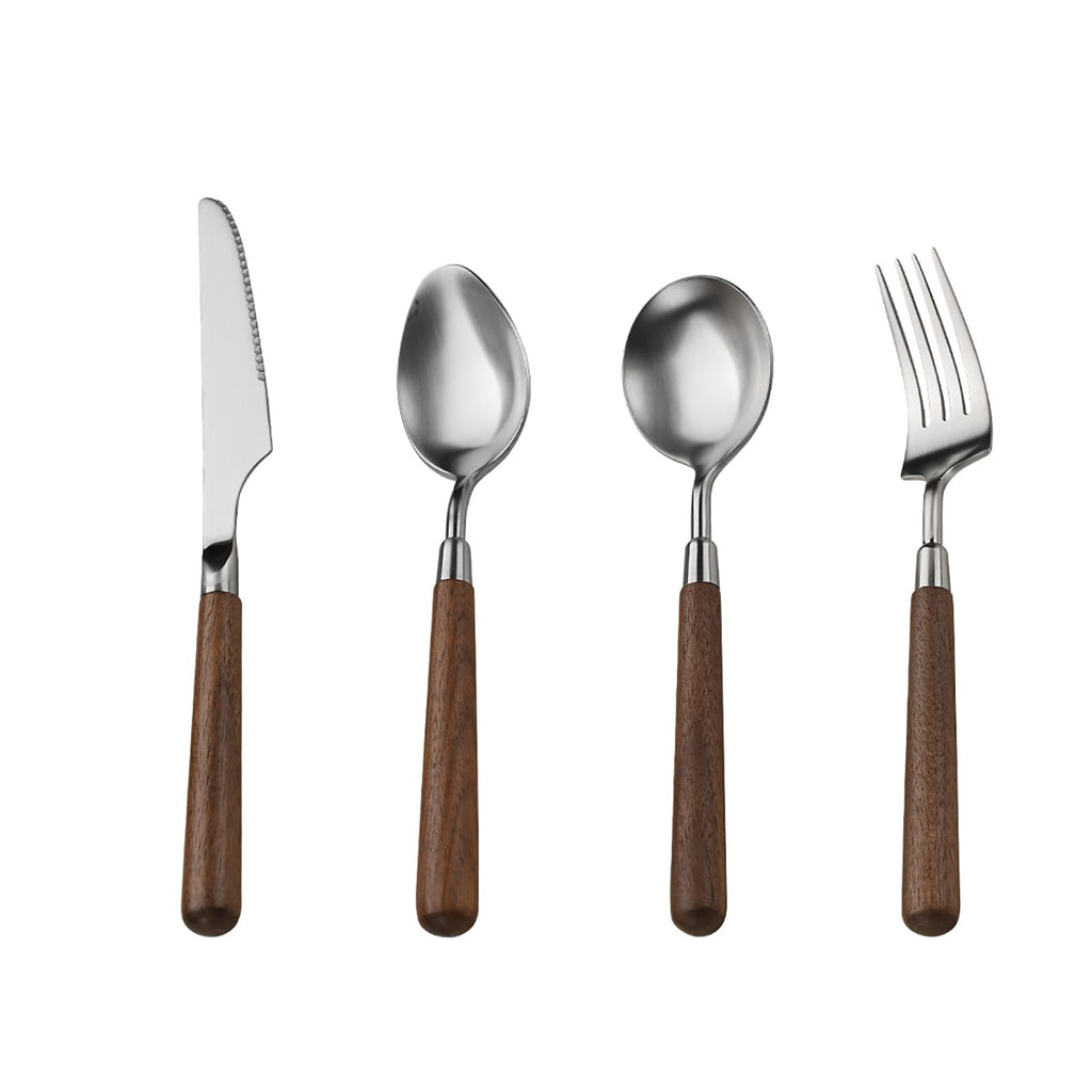 Wood-Handle Stainless Steel Flatware Collection