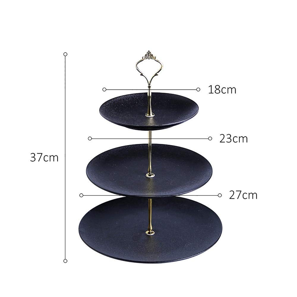 Black Ceramic Three-Tier Cake Stand