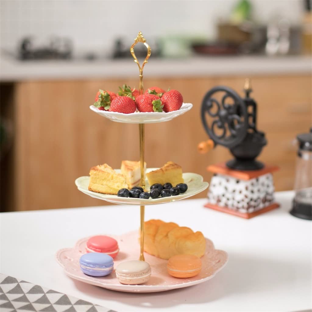Multicolor Three-Tier Ceramic Cake Stand