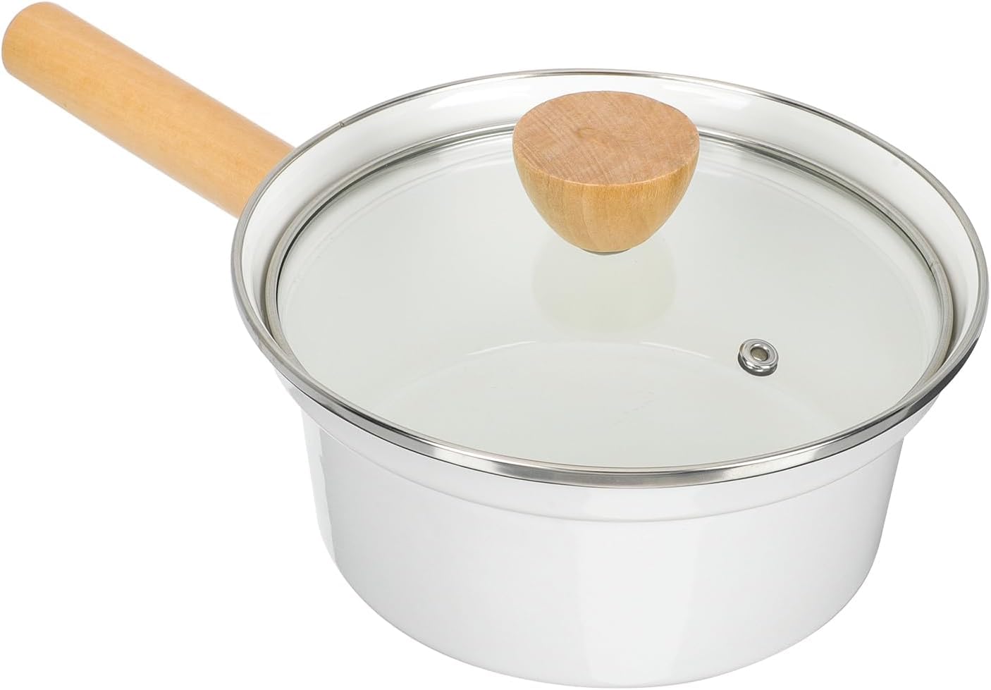 16cm Enamel Saucepan with Glass Lid