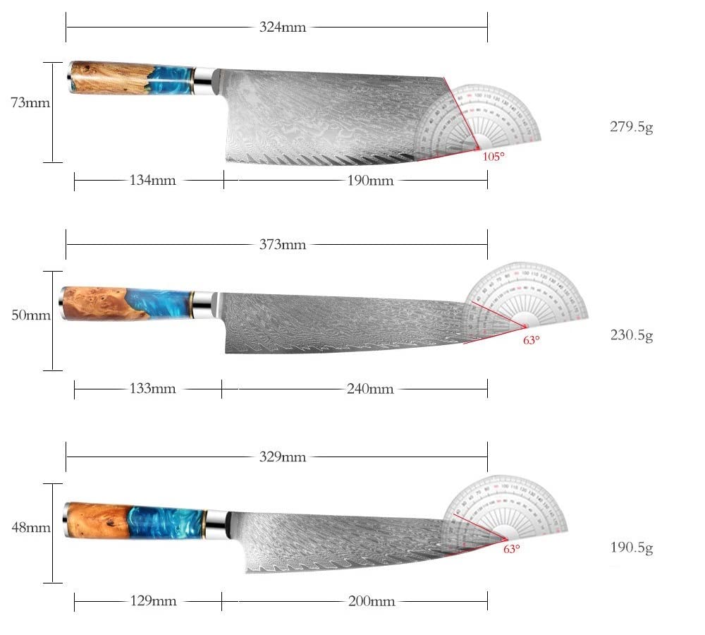 9-Piece 67-Layer Damascus Kitchen Knife Set