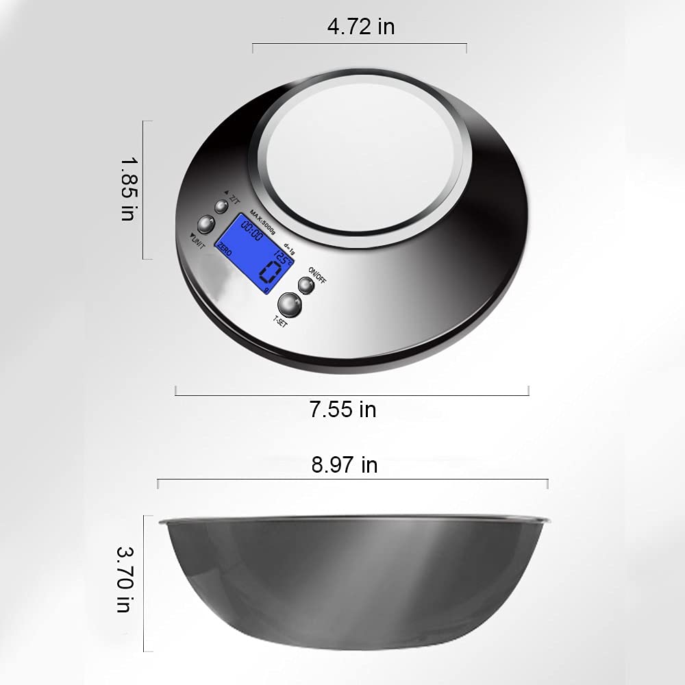 5kg Digital Scale with Bowl, Timer and Temperature Sensor