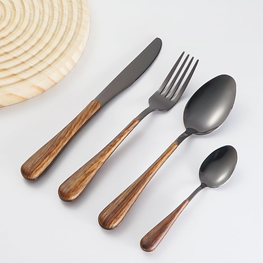72-Piece Wood-Effect Handle Flatware Set