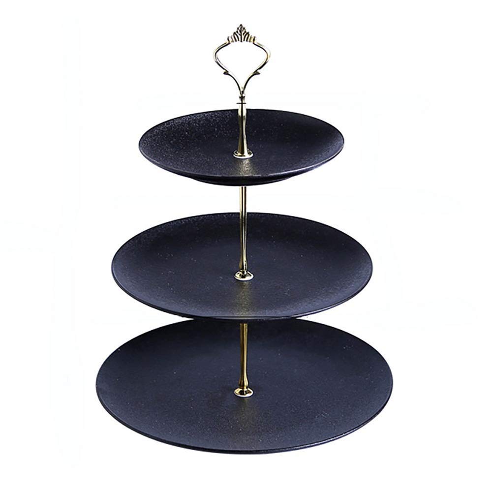 Black Ceramic Three-Tier Cake Stand