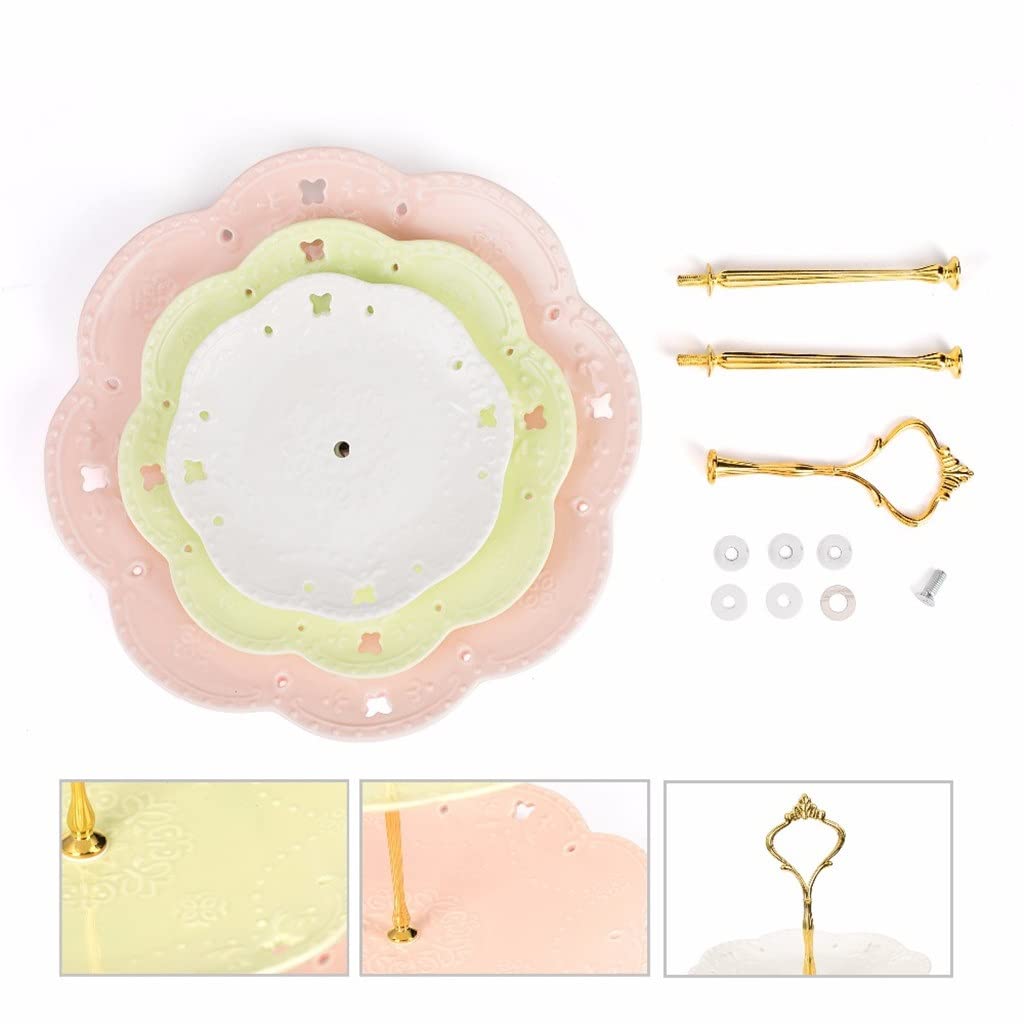 Multicolor Three-Tier Ceramic Cake Stand