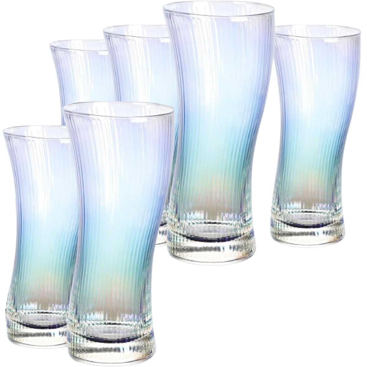 Four-Piece 13.5oz Ribbed Highball Glass Set