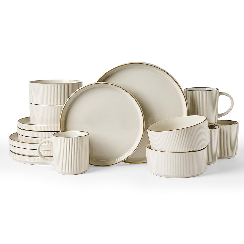 Ribbed Reactive-Glaze Stoneware Dinnerware Collection