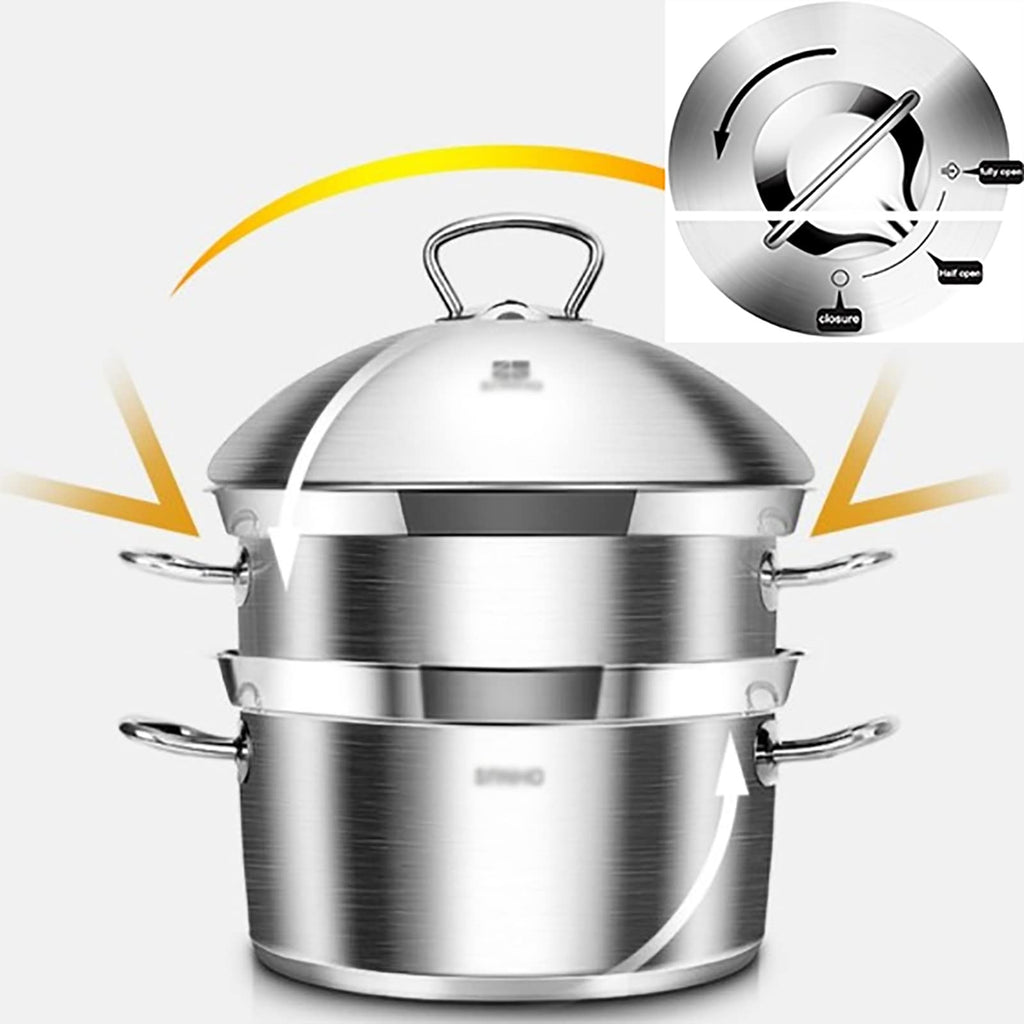 30cm 304 Stainless Steel Wok and Steamer Pot