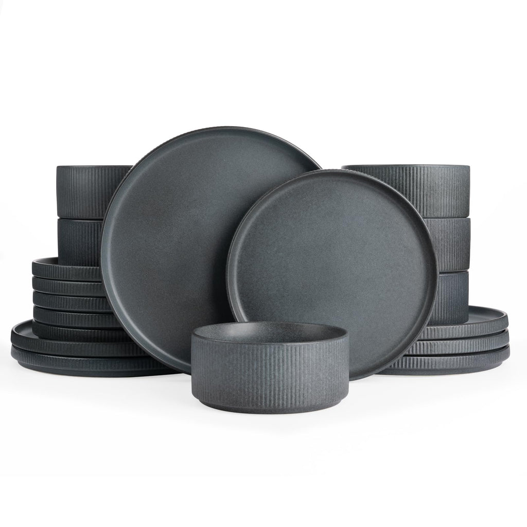 Ribbed Reactive-Glaze Stoneware Dinnerware Collection