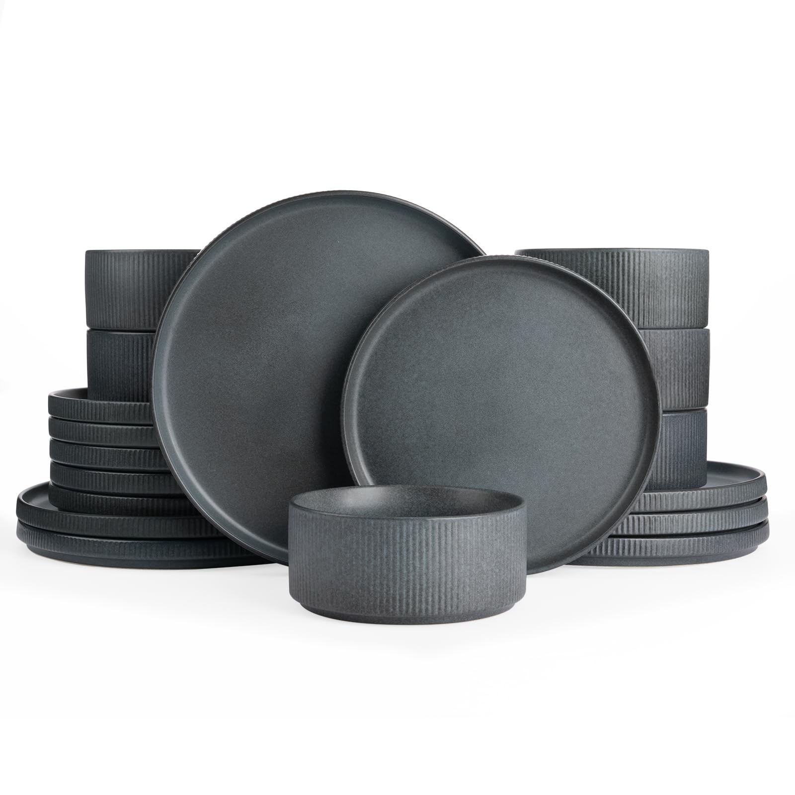 Ribbed Reactive-Glaze Stoneware Dinnerware Collection