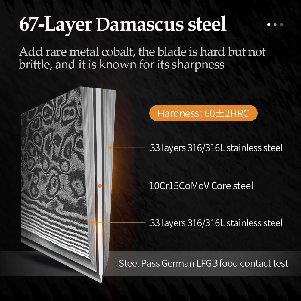 10-Piece 67-Layer Damascus Kitchen Knife Set