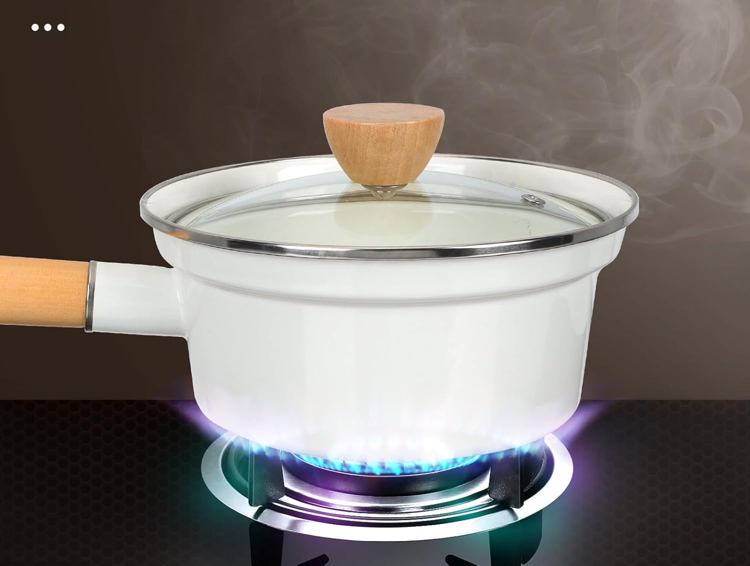 16cm Enamel Saucepan with Glass Lid
