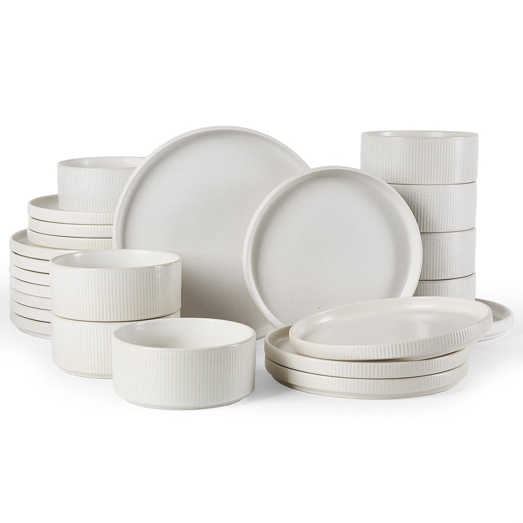 Ribbed Reactive-Glaze Stoneware Dinnerware Collection