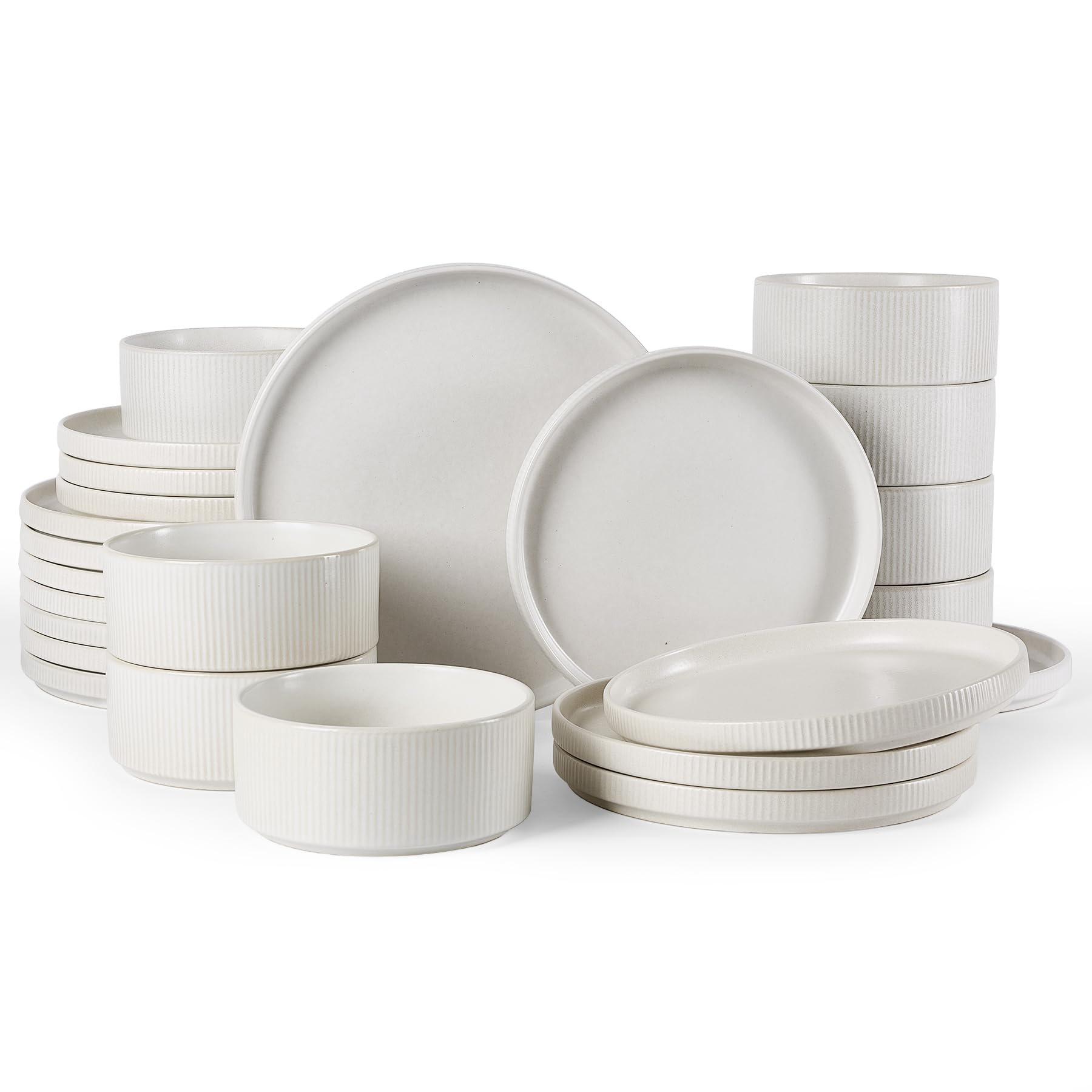Ribbed Reactive-Glaze Stoneware Dinnerware Collection