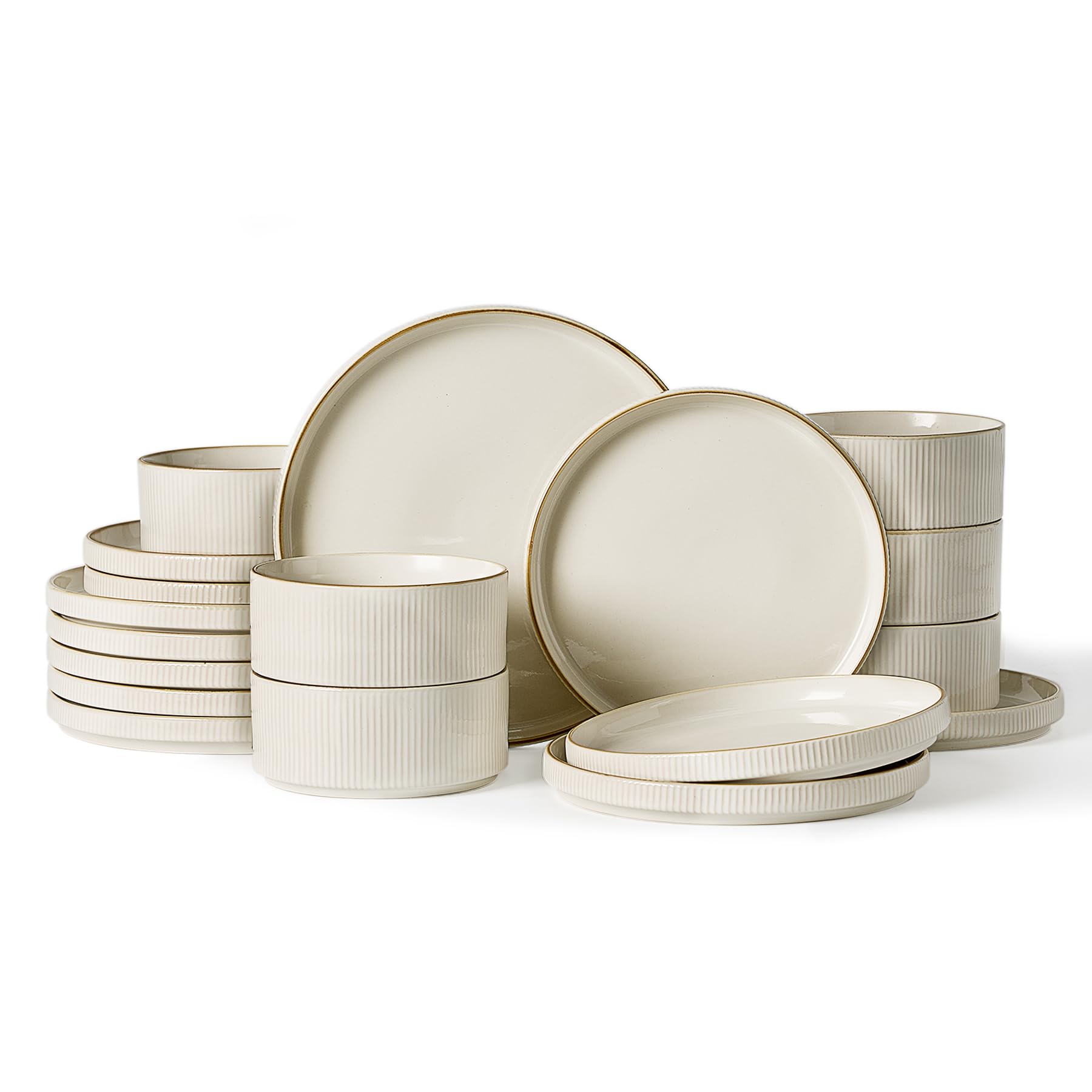Ribbed Reactive-Glaze Stoneware Dinnerware Collection