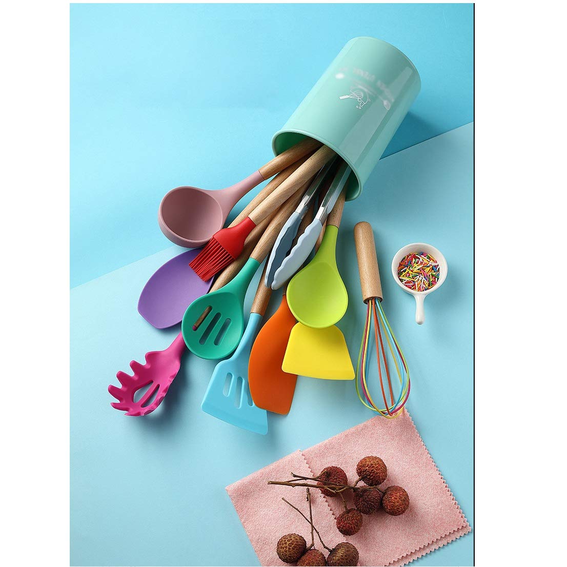 15-Piece Silicone Utensil Set with Storage Holder