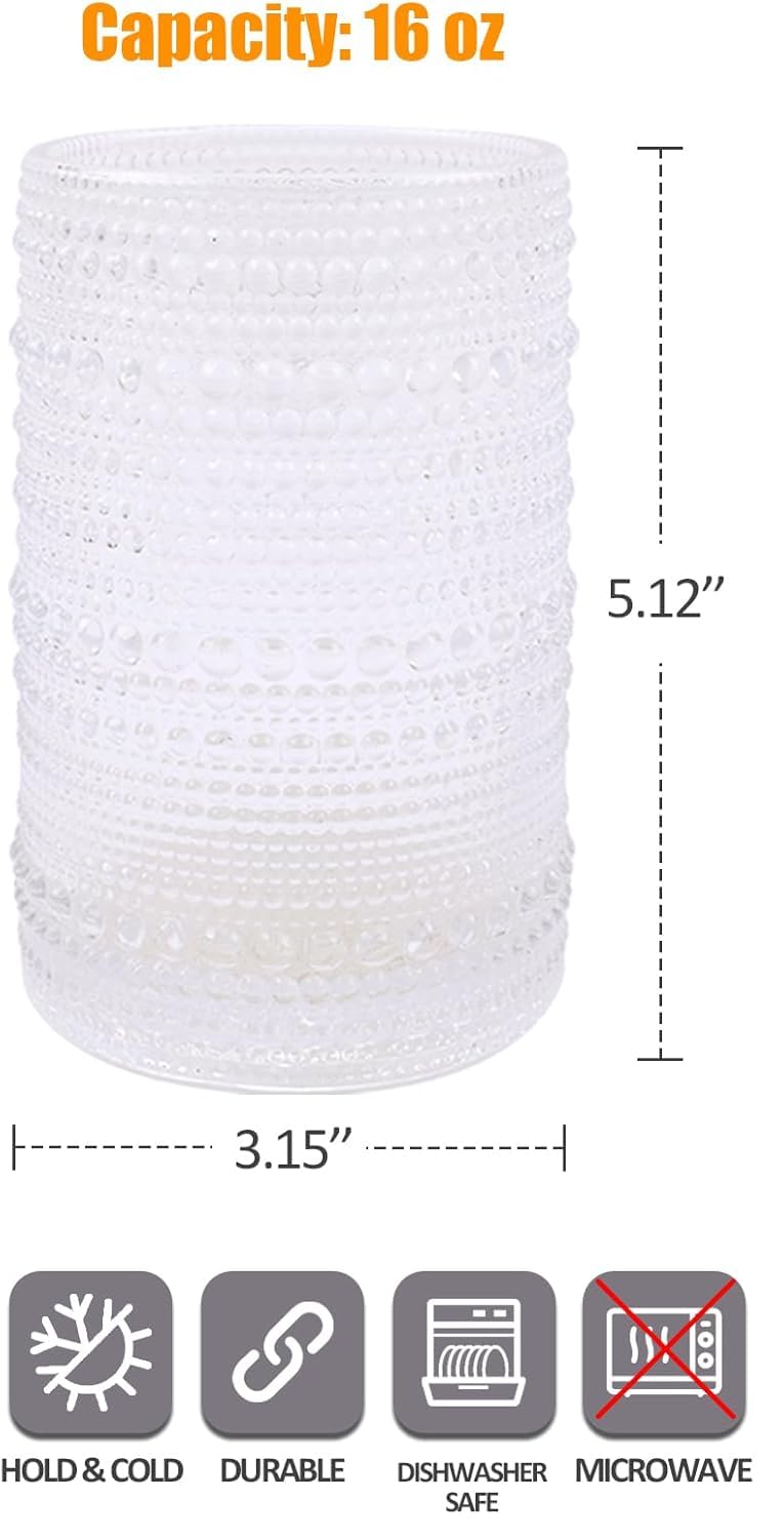 Four-Piece 16oz Ribbed Old-Fashioned Glass Set