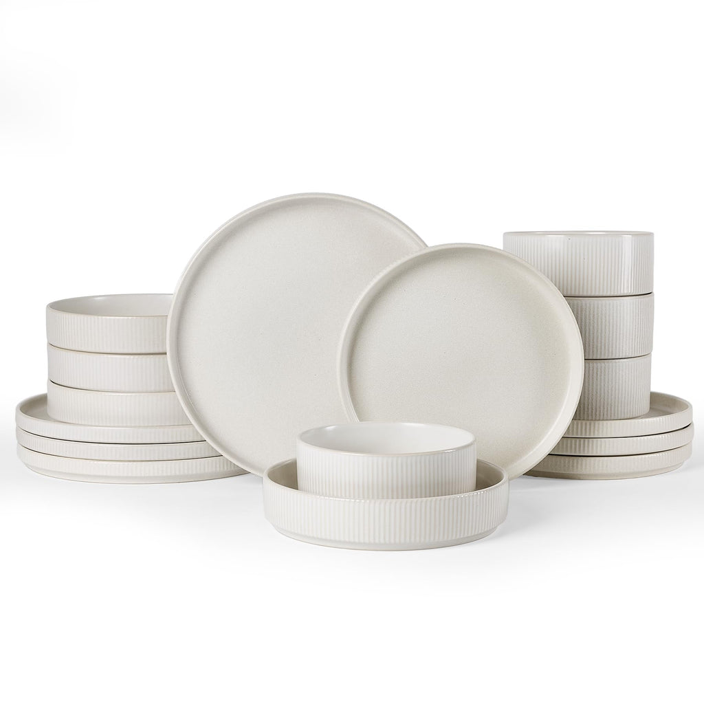 Ribbed Reactive-Glaze Stoneware Dinnerware Collection