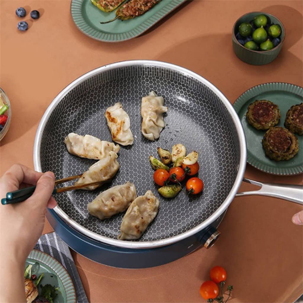 28cm Honeycomb Stainless Steel Frying Pan with Lid