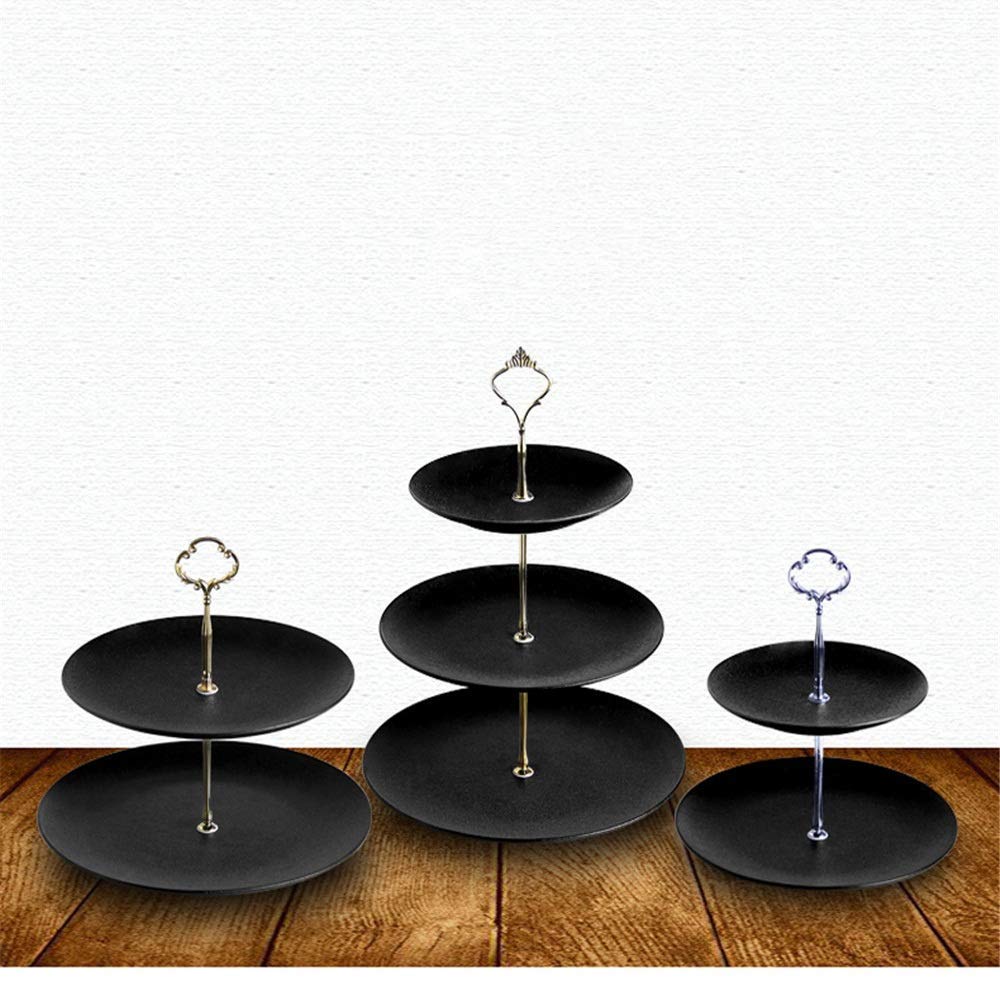 Black Ceramic Three-Tier Cake Stand
