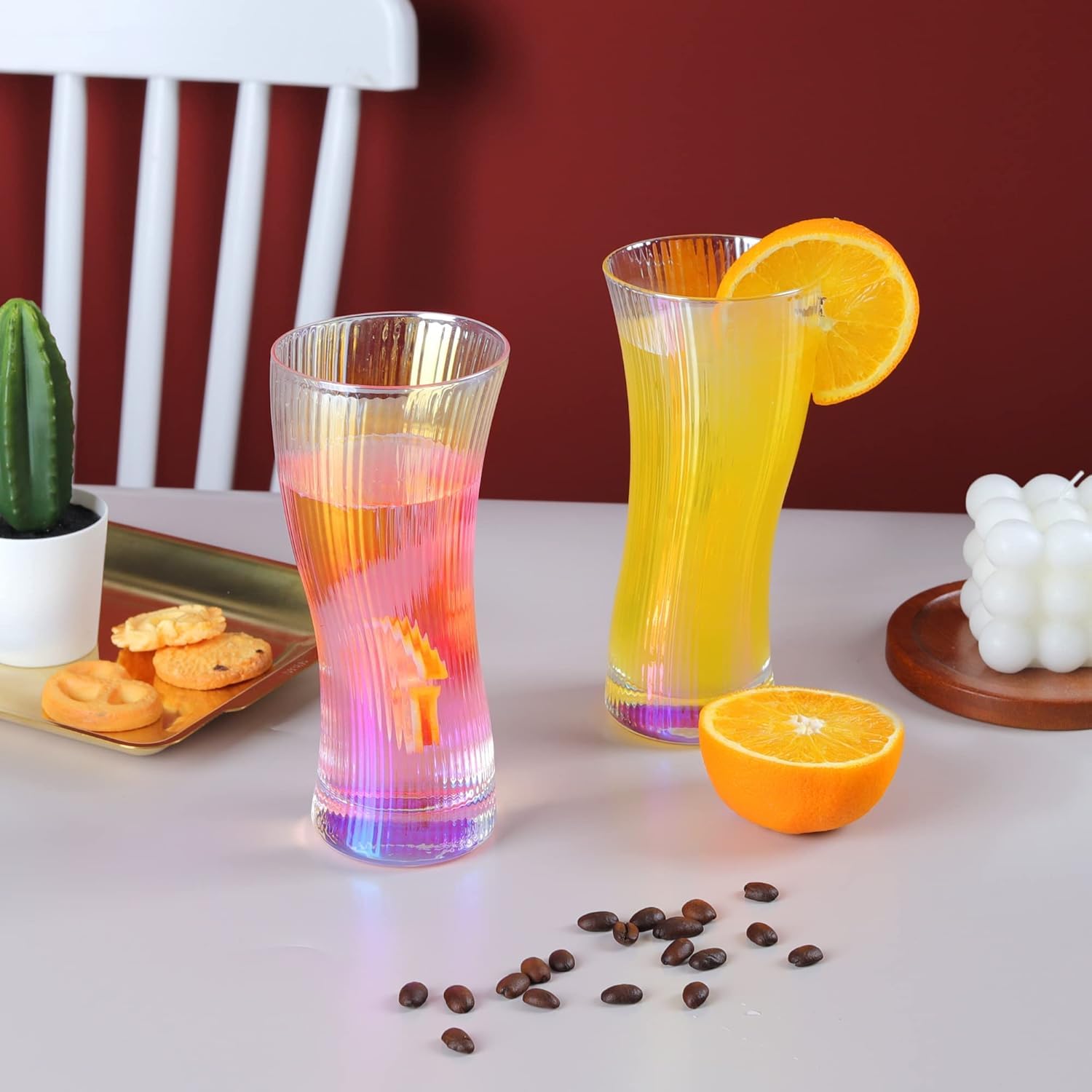 Four-Piece 13.5oz Ribbed Highball Glass Set