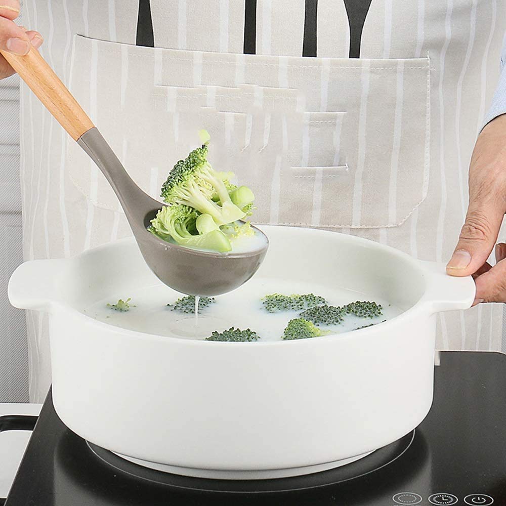 9-Piece Silicone Utensil Set with Wooden Handles