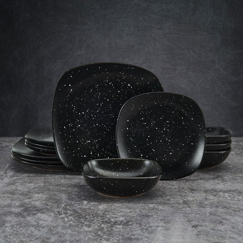 12-Piece Speckled Stoneware Dinnerware Set