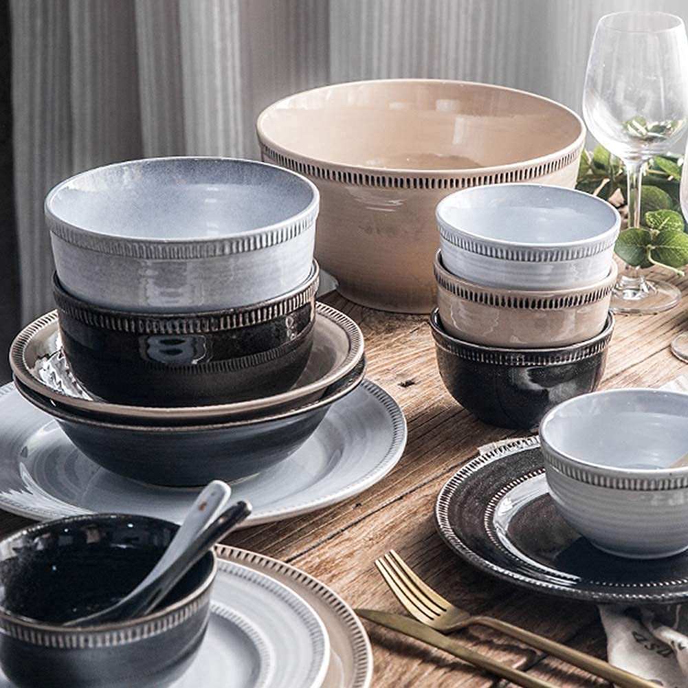 30-Piece Reactive-Glaze Porcelain Dinnerware Set