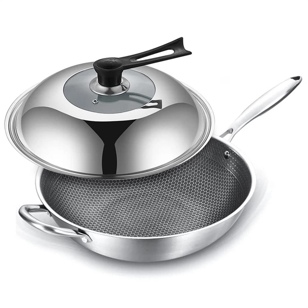 Uncoated Wok with Lid for Gas and Induction Cooktops