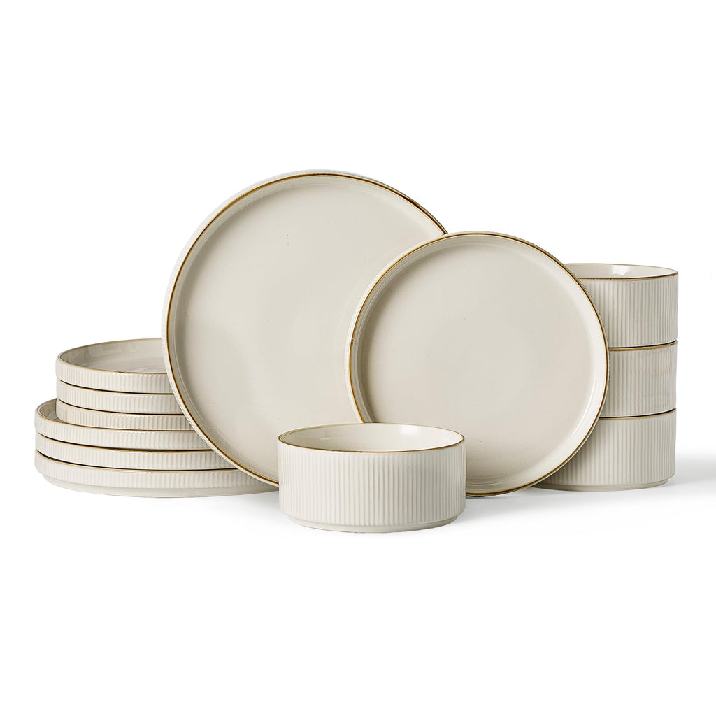 Ribbed Reactive-Glaze Stoneware Dinnerware Collection