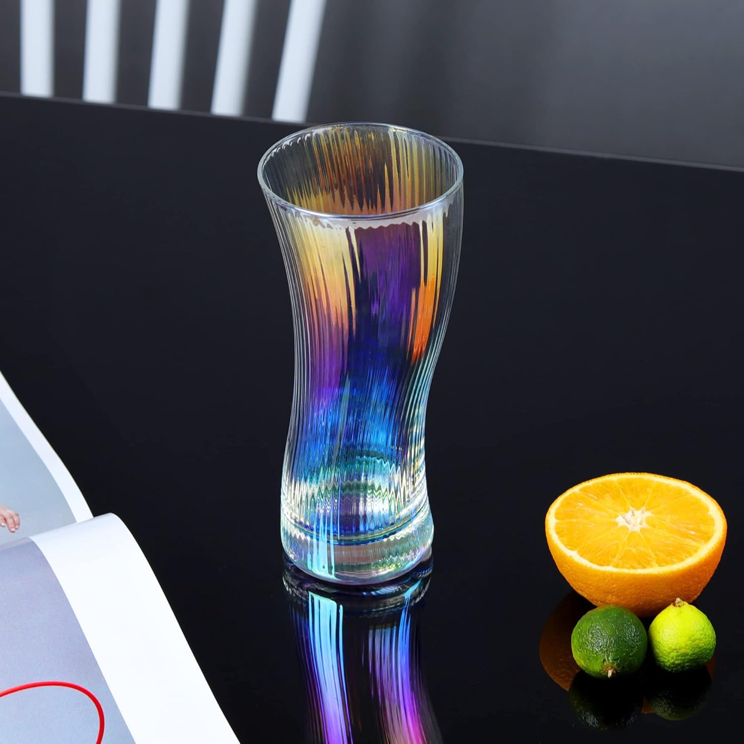 Four-Piece 13.5oz Ribbed Highball Glass Set