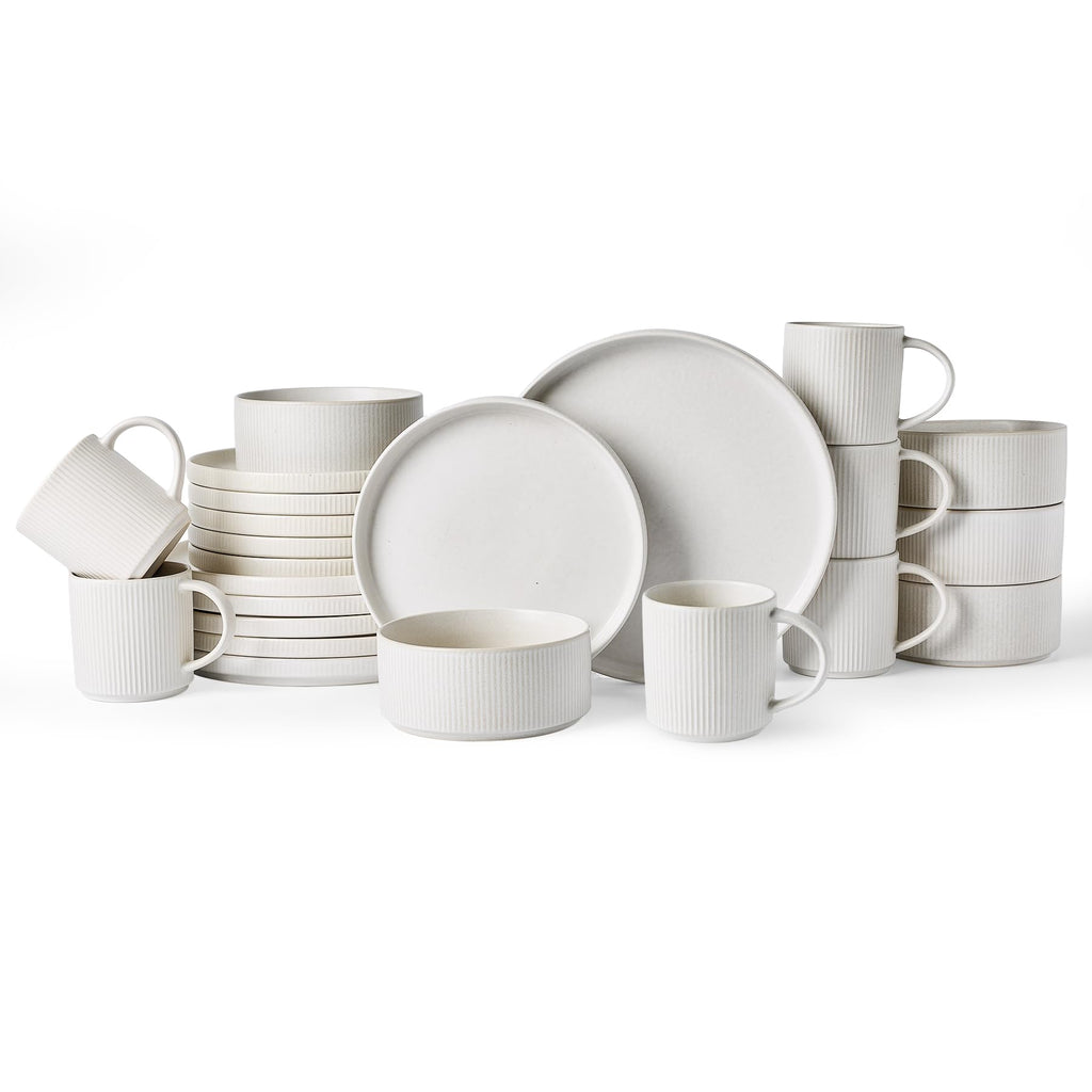 Ribbed Reactive-Glaze Stoneware Dinnerware Collection
