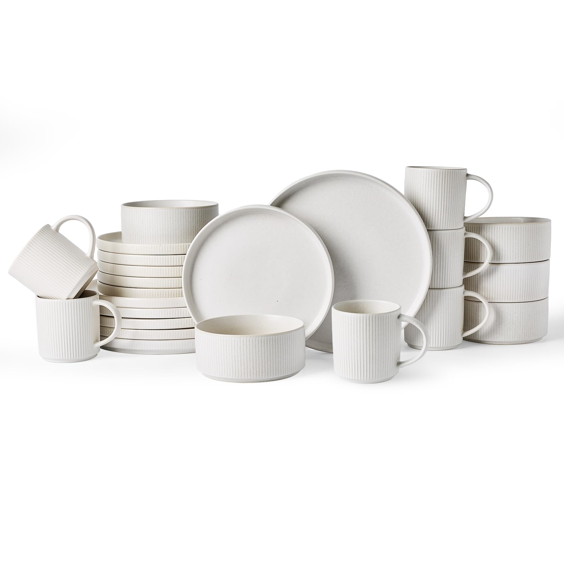 Ribbed Reactive-Glaze Stoneware Dinnerware Collection
