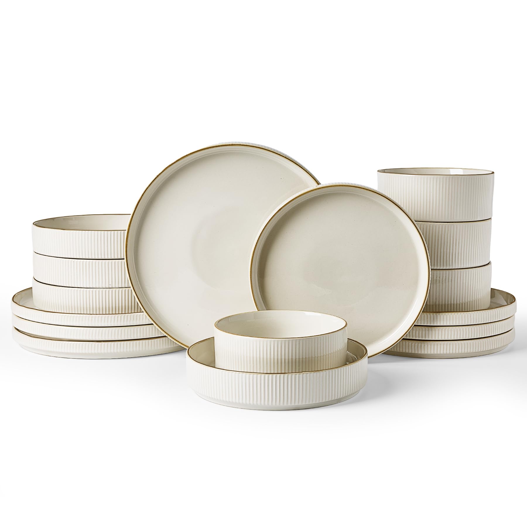 Ribbed Reactive-Glaze Stoneware Dinnerware Collection
