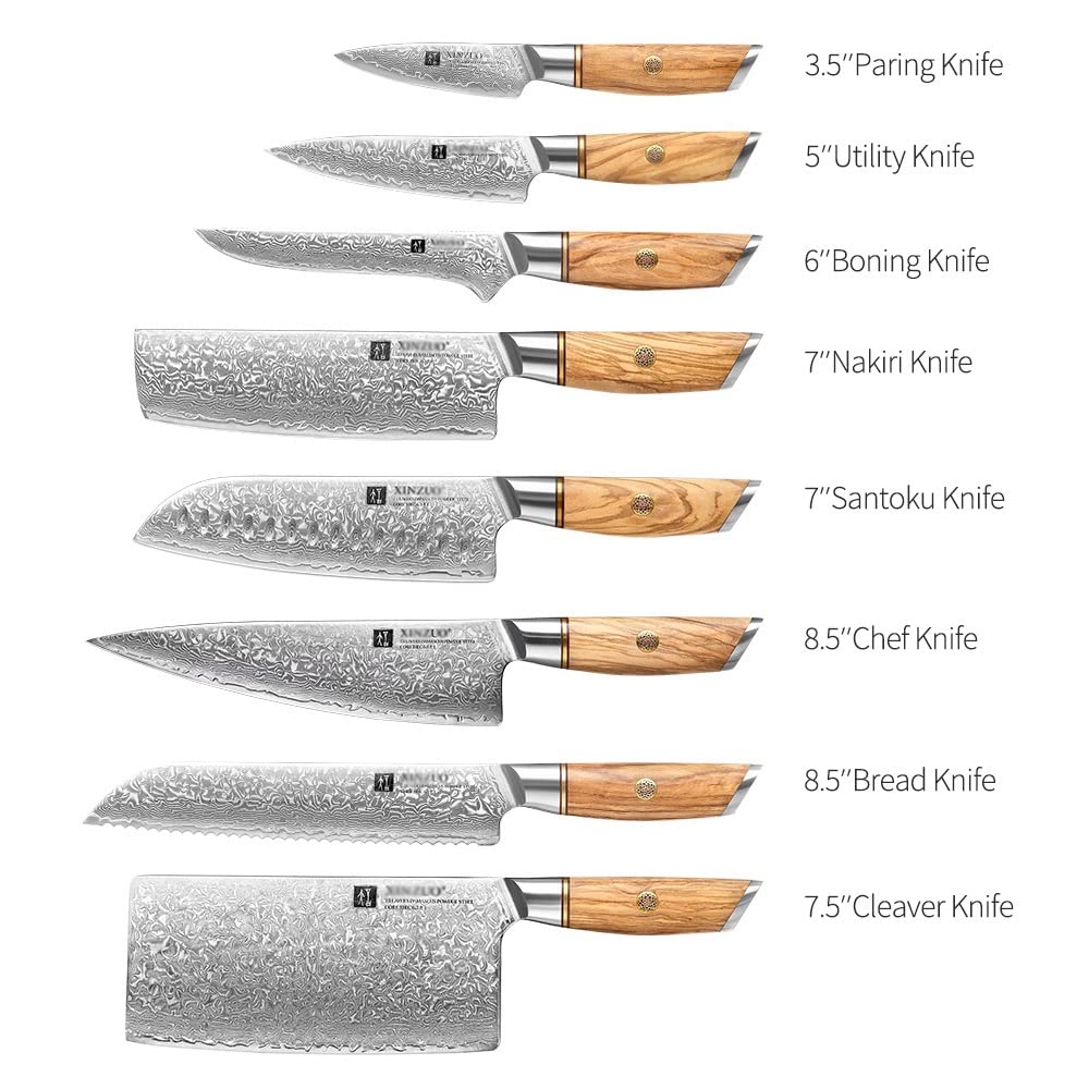 8-Piece 73-Layer Damascus Kitchen Knife Set