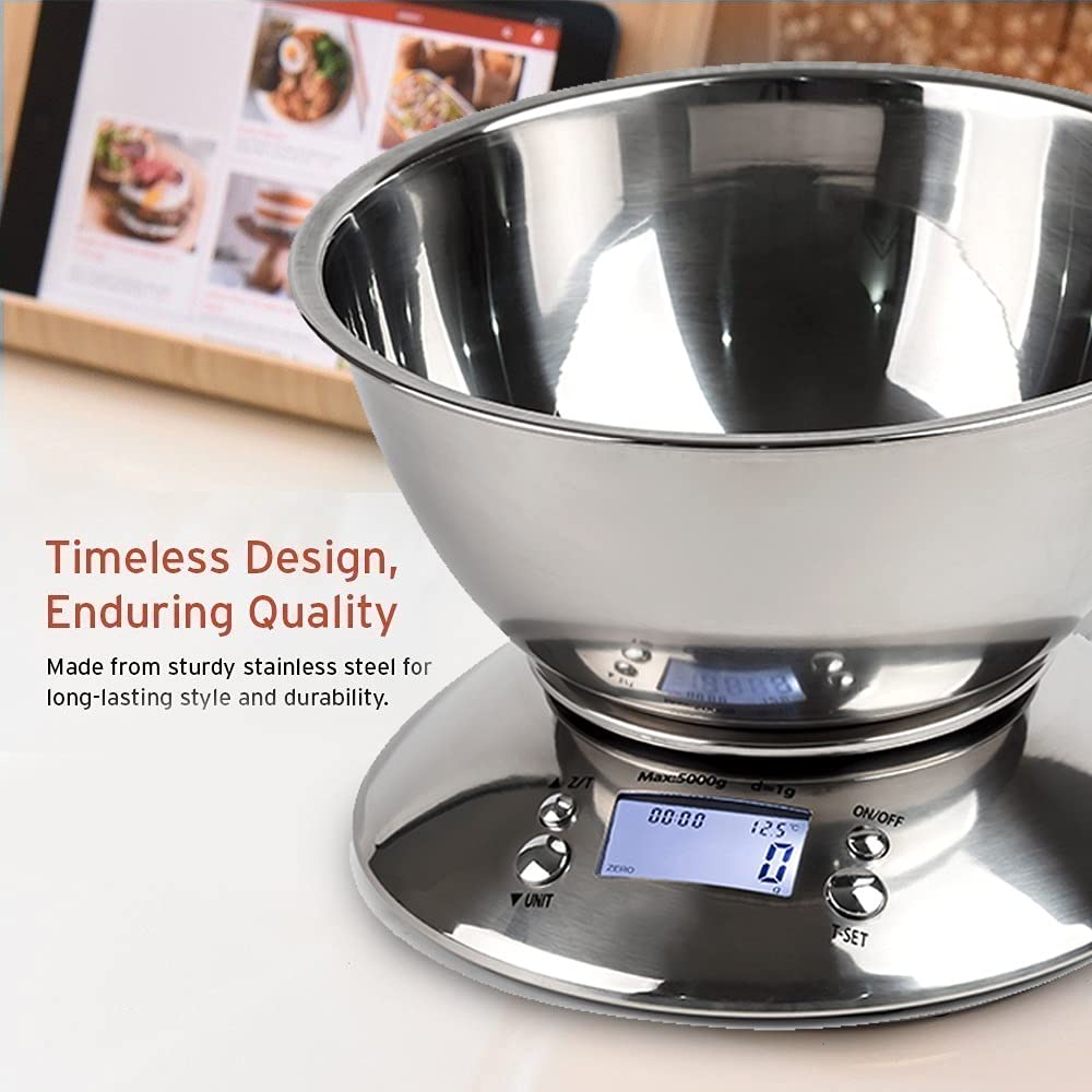 5kg Digital Scale with Bowl, Timer and Temperature Sensor