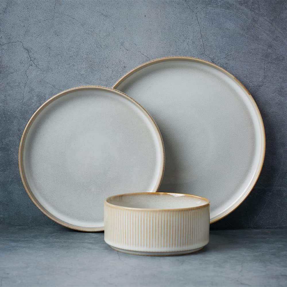 Ribbed Reactive-Glaze Stoneware Dinnerware Collection