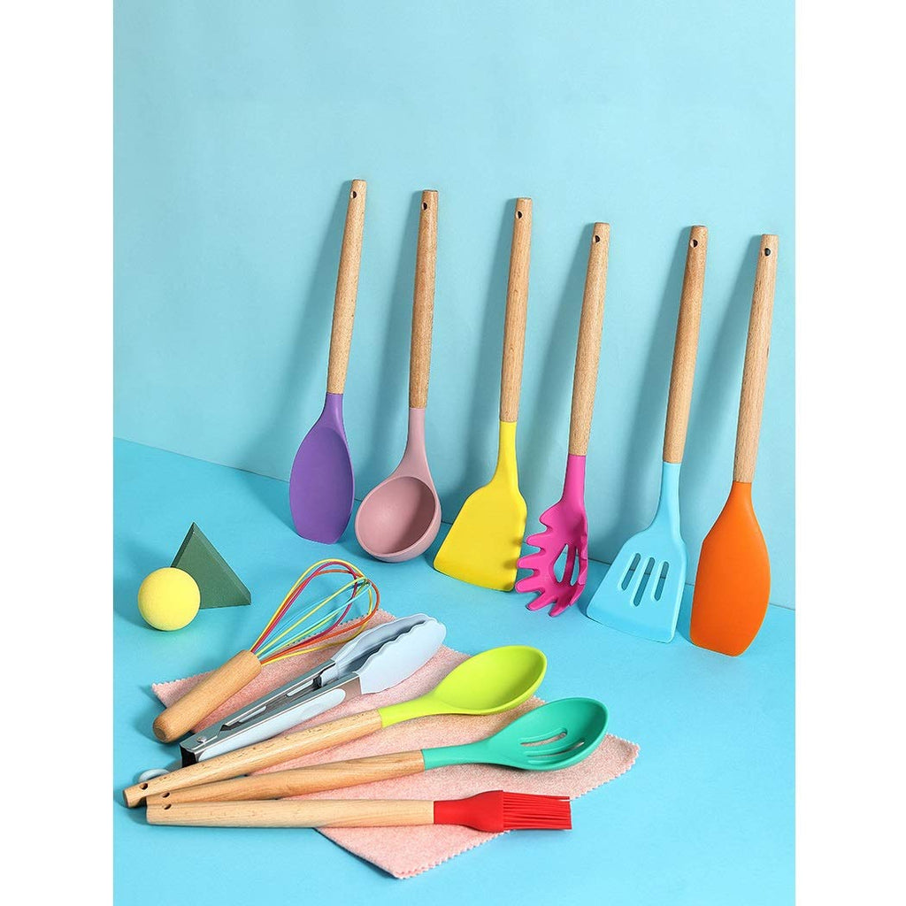 15-Piece Silicone Utensil Set with Storage Holder