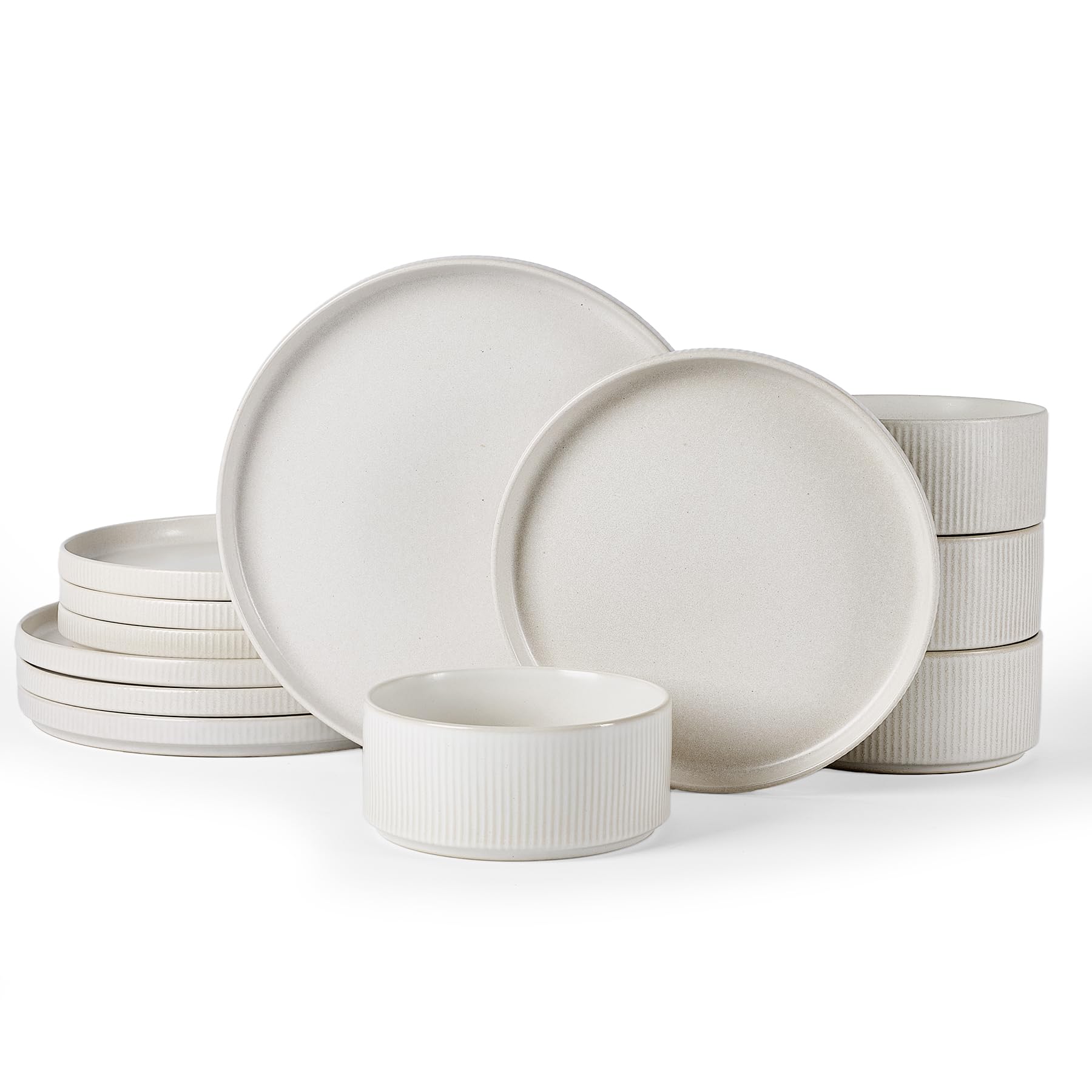 Ribbed Reactive-Glaze Stoneware Dinnerware Collection