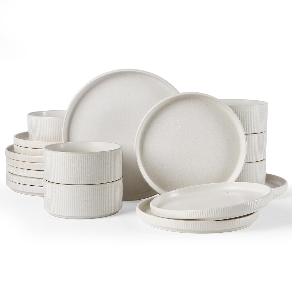 Ribbed Reactive-Glaze Stoneware Dinnerware Collection