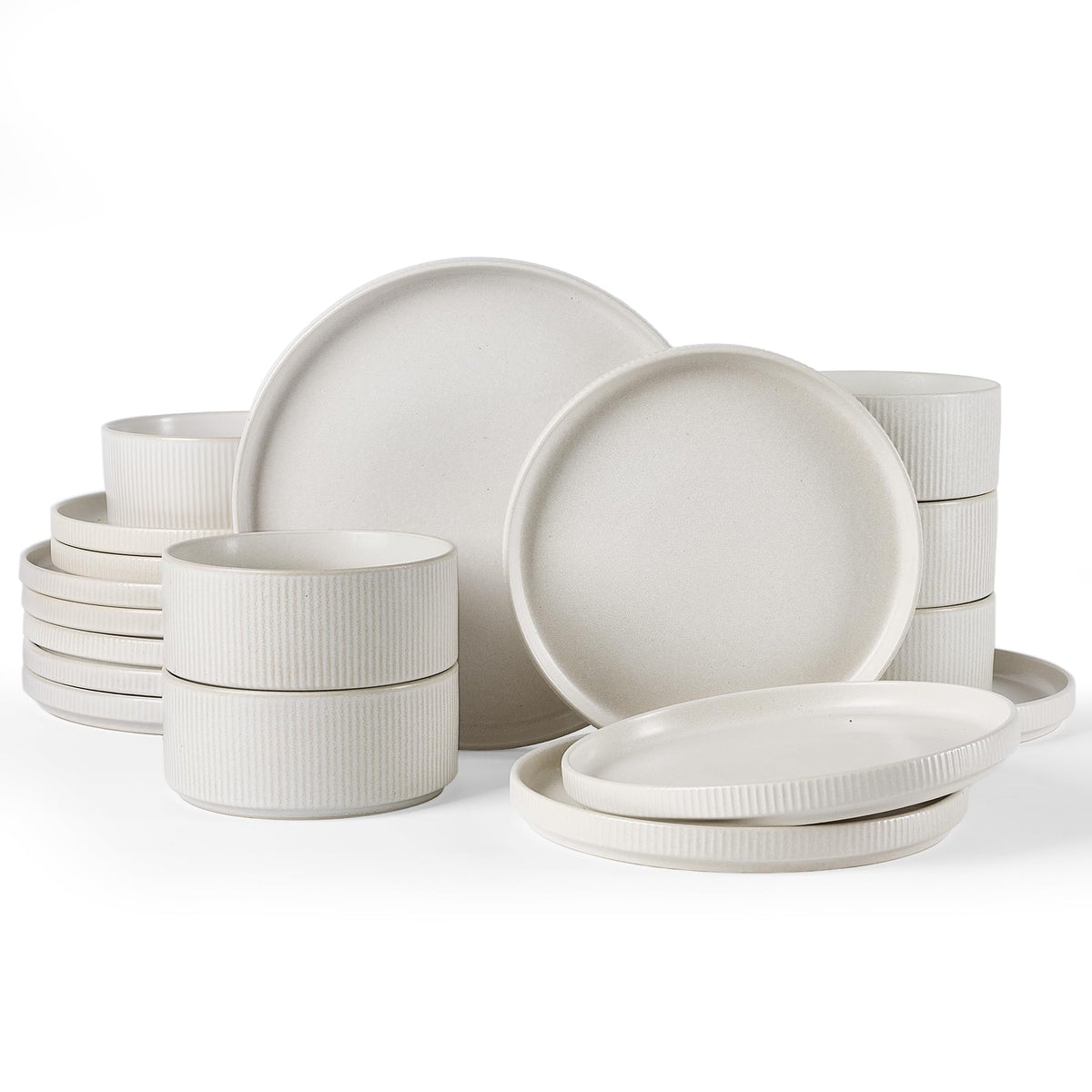 Ribbed Reactive-Glaze Stoneware Dinnerware Collection