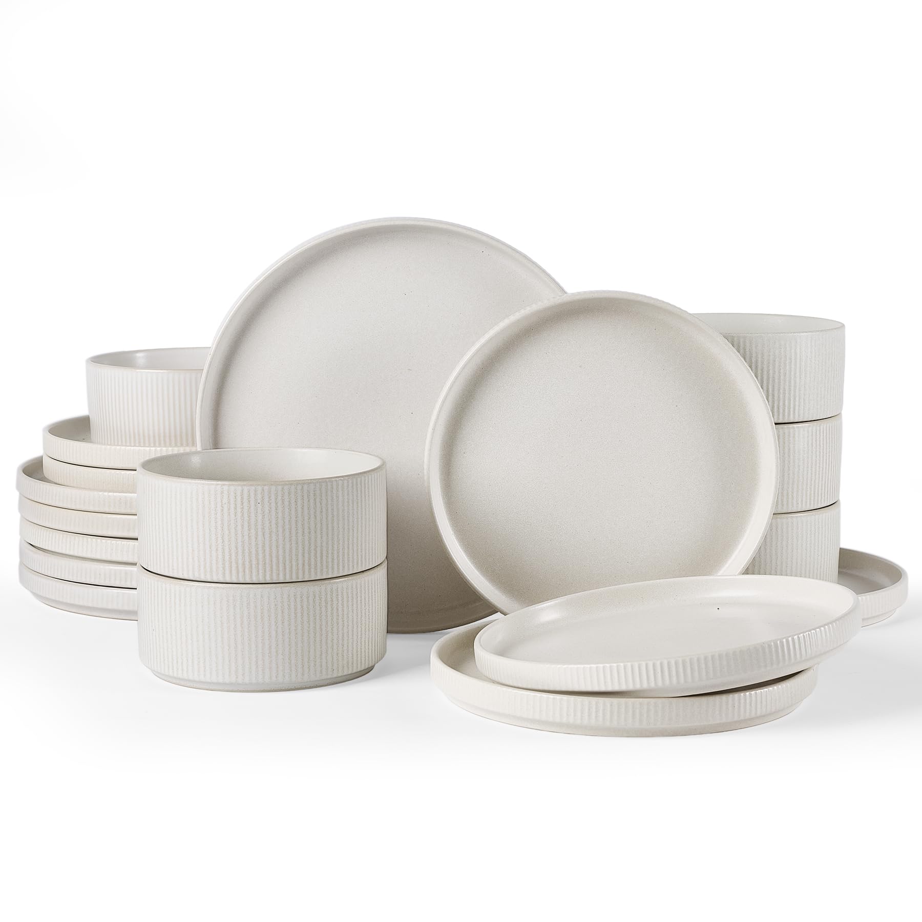 Ribbed Reactive-Glaze Stoneware Dinnerware Collection